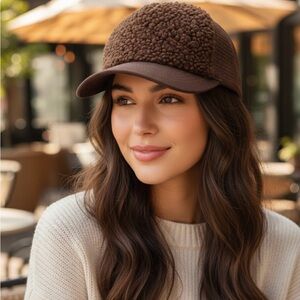 NWT Wild Fable Trucker Brown Boucle Baseball Cap Adjustable Unisex